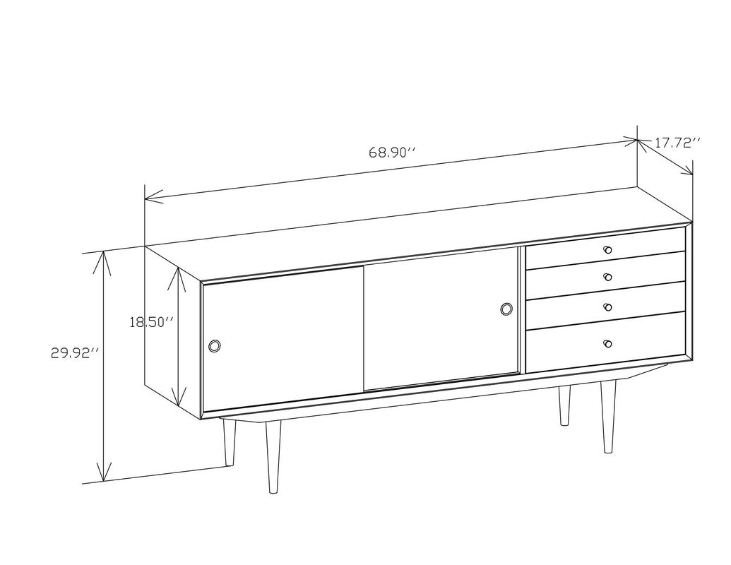 Nouia Oak Storage Cabinet with 2 Doors 4 Drawers