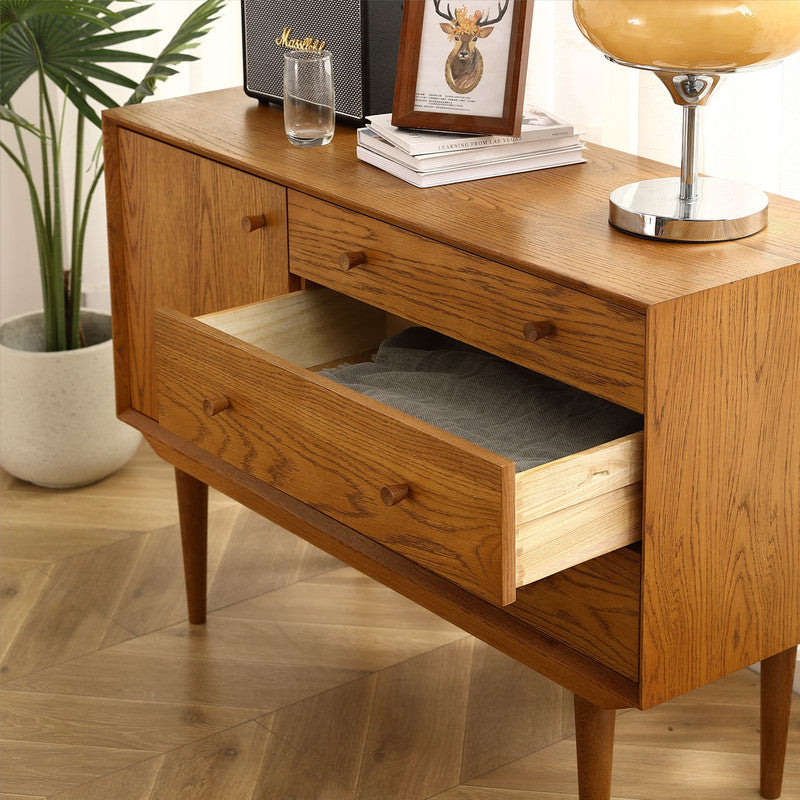 Nouia Oak Storage Cabinet with 1 Door 3 Drawers