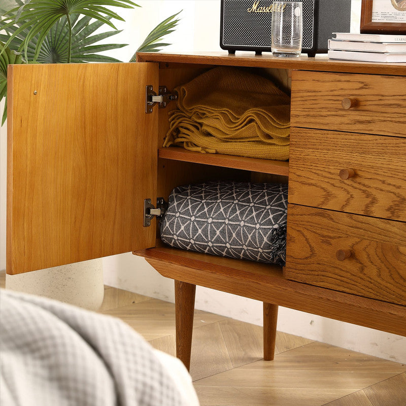 Nouia Oak Storage Cabinet with 1 Door 3 Drawers