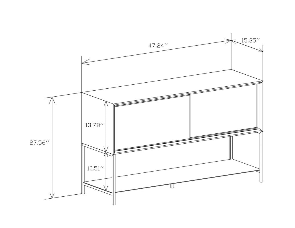 Huiya Oak Storage Cabinet with 2 Sliding Doors