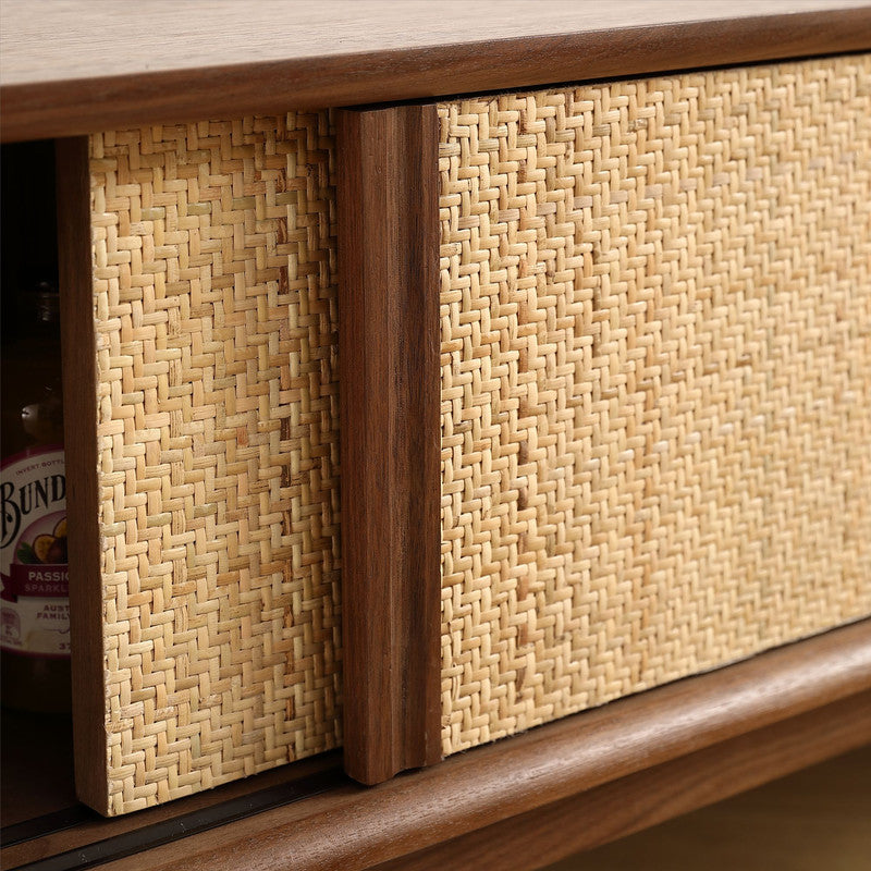 Yekupe TV Stand with 2 Rattan Weaving Doors