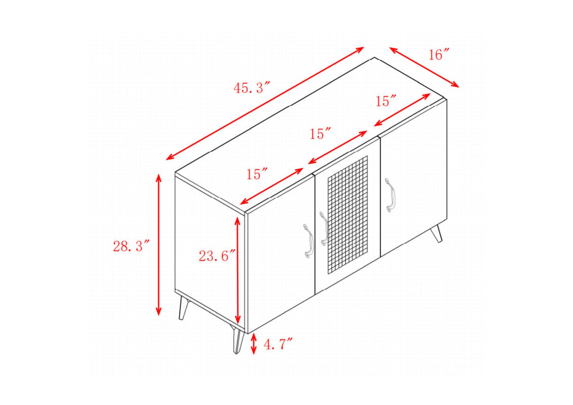 Catino Storage Cabinet with 3 Rattan Weaving Doors