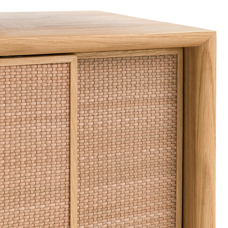 Ropeno Natural Oak Leather TV Cabinet