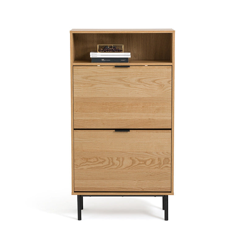 Tarya Oak Veneer 2-Door Shoe Cabinet