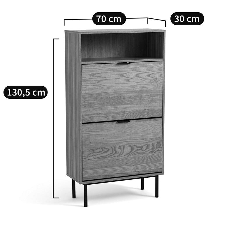 Tarya Oak Veneer 2-Door Shoe Cabinet