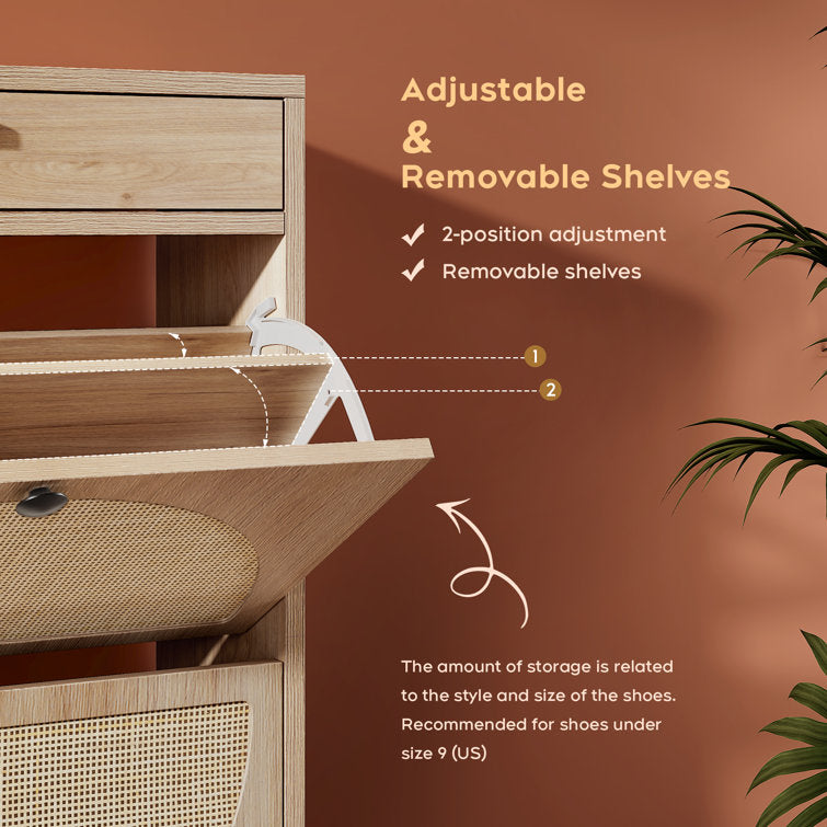 Lebiho Natural Rattan Shoe Storage Cabinet