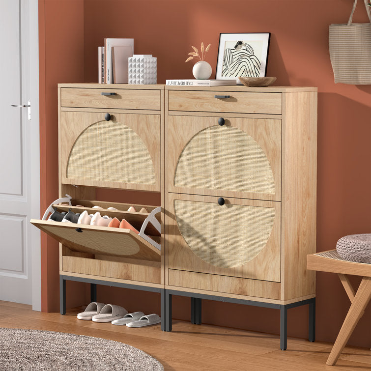 Lebiho Natural Rattan Shoe Storage Cabinet