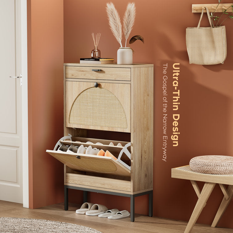 Lebiho Natural Rattan Shoe Storage Cabinet