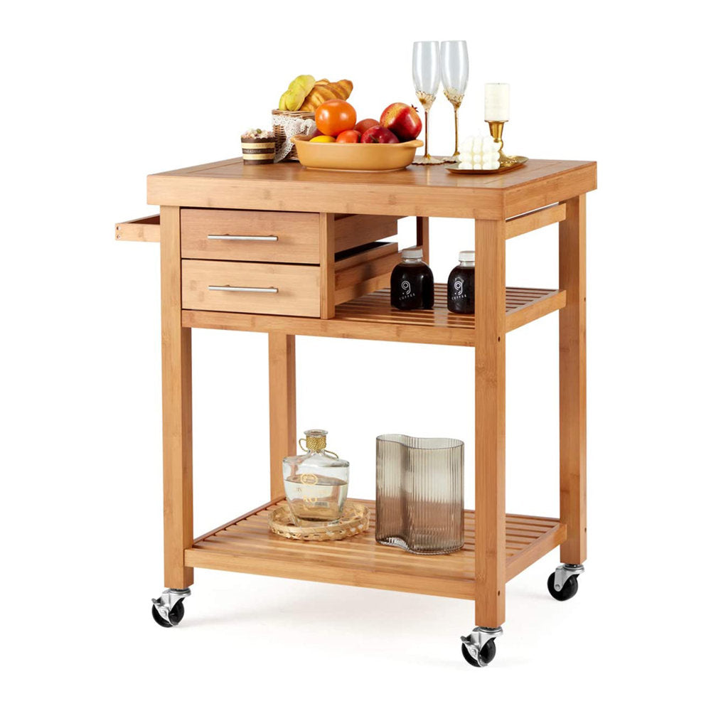 Easite Solid Wood Bar Cart