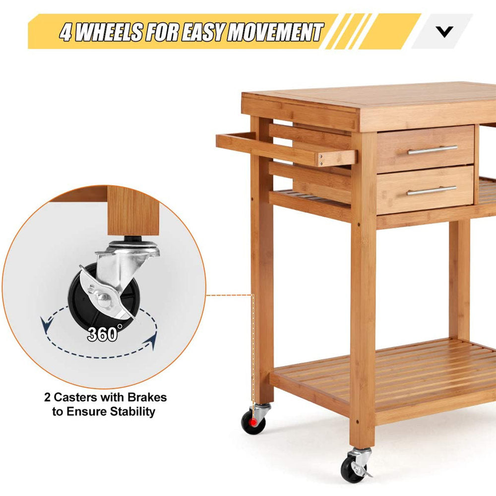 Easite Solid Wood Bar Cart