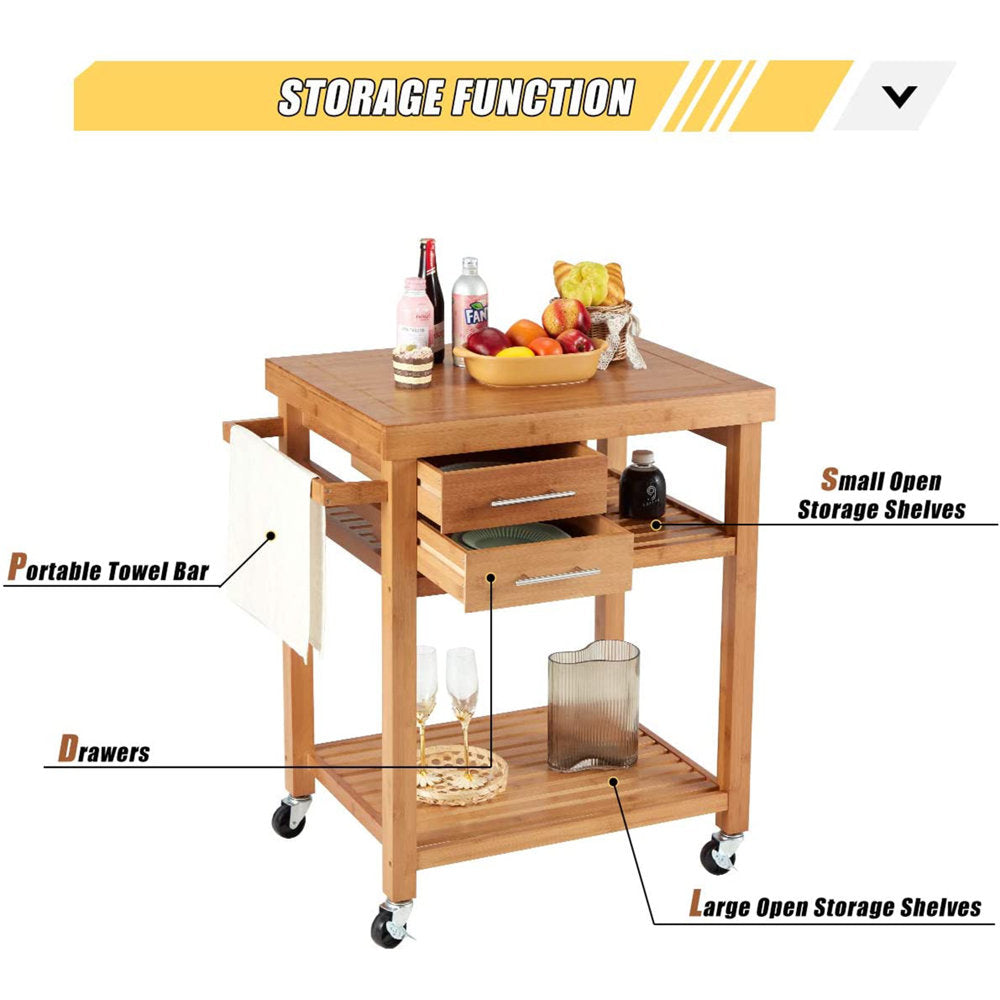 Easite Solid Wood Bar Cart