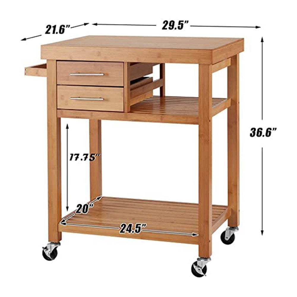 Easite Solid Wood Bar Cart