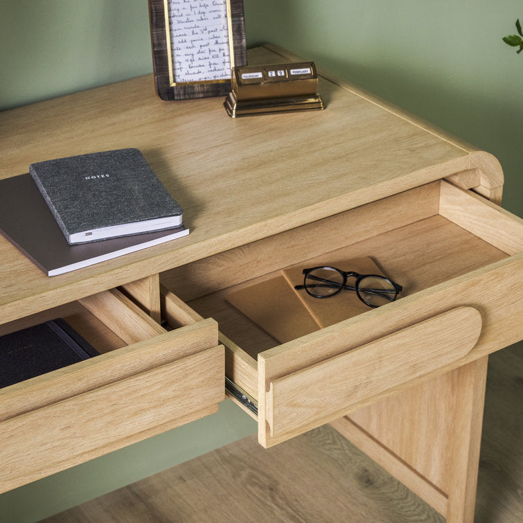Sitaki Transitional Curved Waterfall 2-Drawer Writing Desk