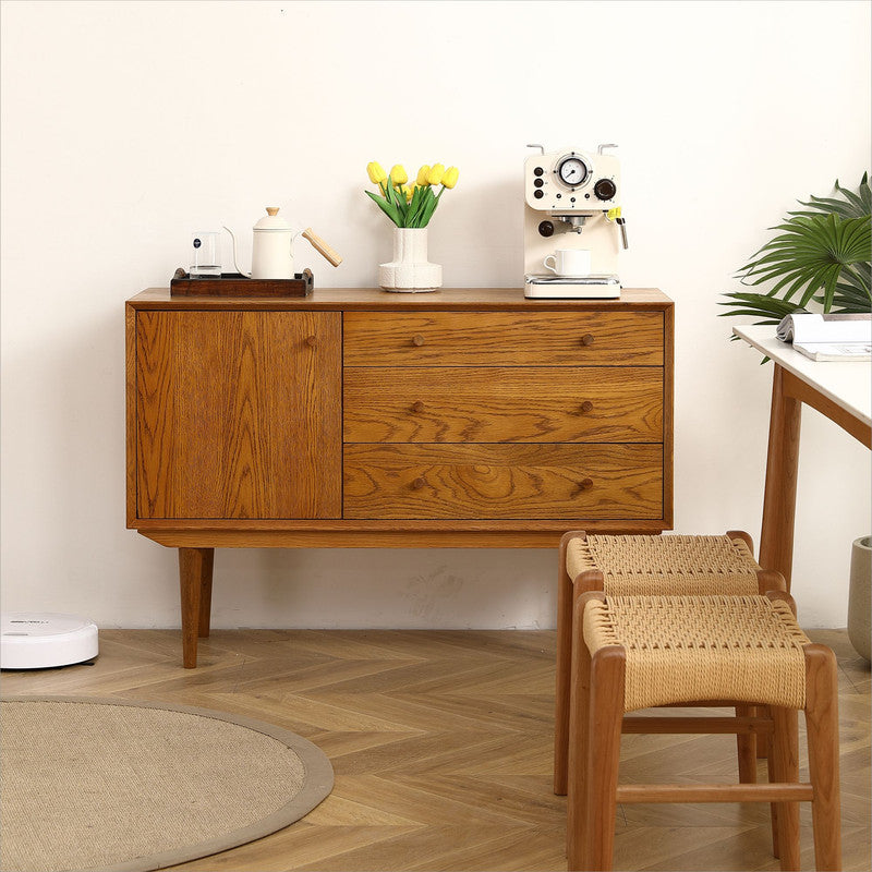 Nouia Oak Storage Cabinet with 1 Door 3 Drawers