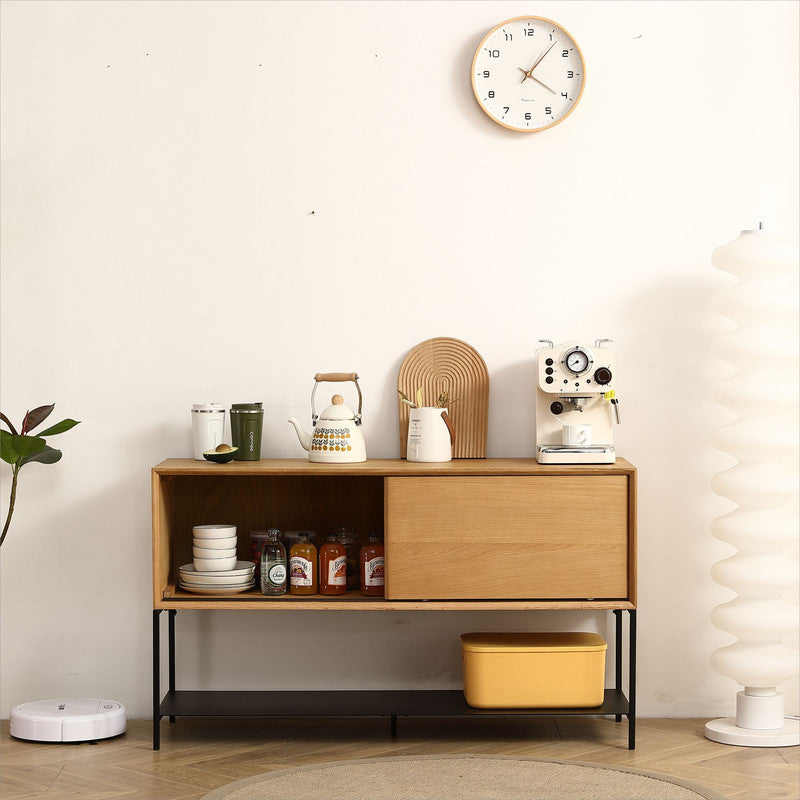 Huiya Oak Storage Cabinet with 2 Sliding Doors
