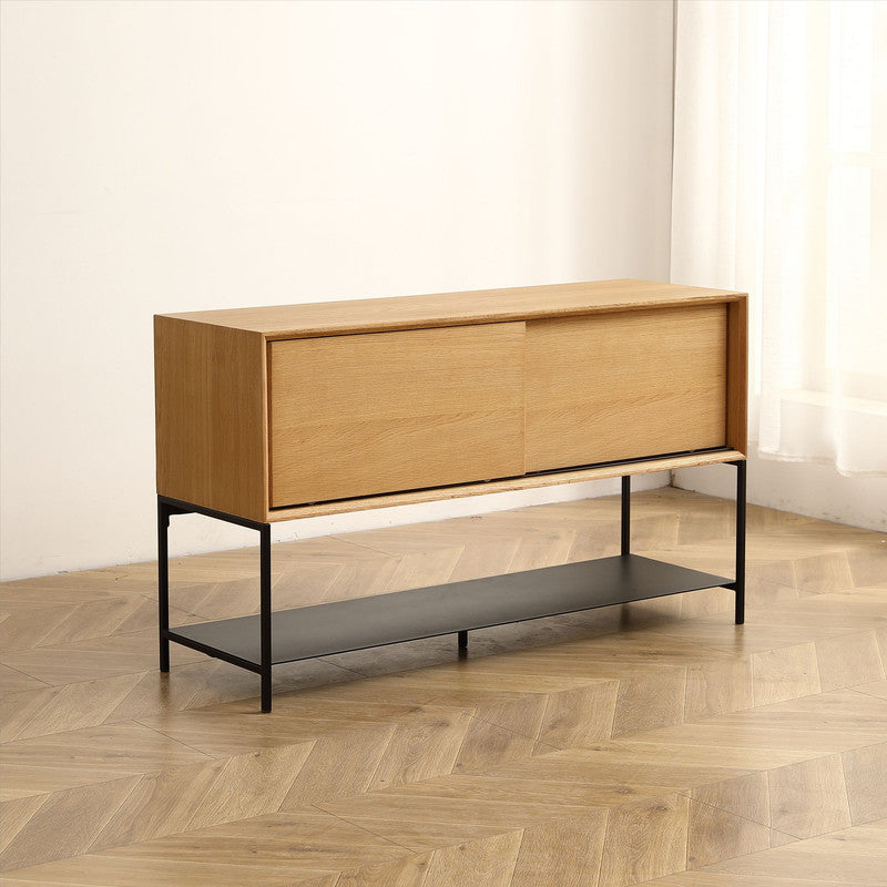 Huiya Oak Storage Cabinet with 2 Sliding Doors
