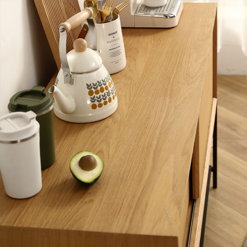 Huiya Oak Storage Cabinet with 2 Sliding Doors