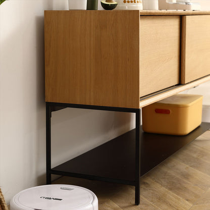 Huiya Oak Storage Cabinet with 2 Sliding Doors