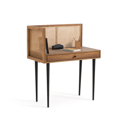 Yonari Vintage Desk with Rattan Panels