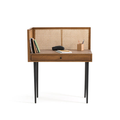Yonari Vintage Desk with Rattan Panels