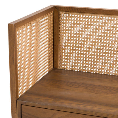 Yonari Vintage Desk with Rattan Panels