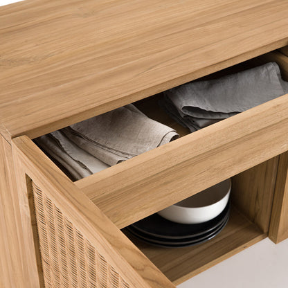 Ketora Solid Teak and Woven Rattan Sideboard